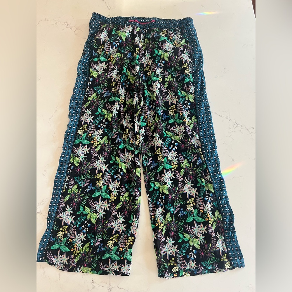 Ett‎ Twa by Anthropologie Rosseau Wide Leg Floral Crop Pants Boho Hippie small